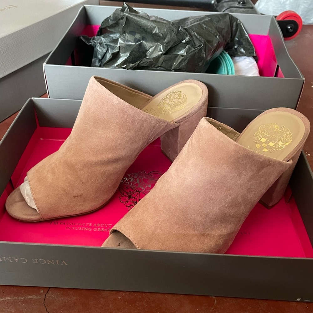 Vince camuto pink suede heels
